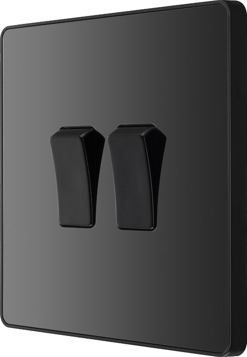 BG Evolve PCDBC42B 20A 16AX 2 Way Double Light Switch - Black Chrome (Black) - westbasedirect.com