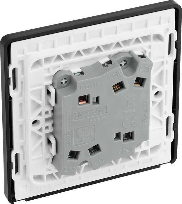 BG Evolve PCDBC42B 20A 16AX 2 Way Double Light Switch - Black Chrome (Black) - westbasedirect.com