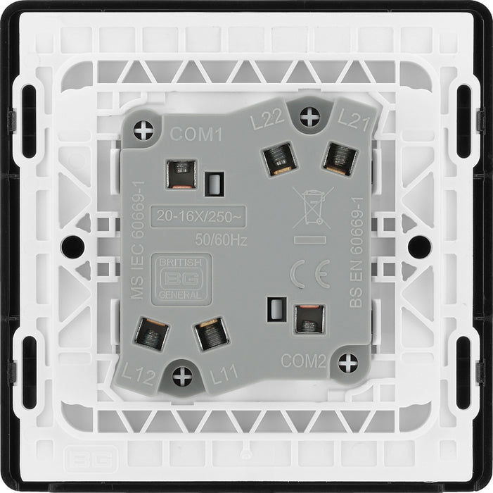 BG Evolve PCDBC42B 20A 16AX 2 Way Double Light Switch - Black Chrome (Black) - westbasedirect.com