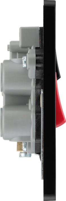 BG Evolve PCDBC70B 45A Cooker Control Socket, Double Pole Switch with LED Power Indicator - Black Chrome (Black) - westbasedirect.com