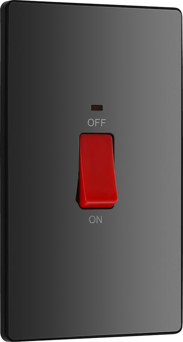 BG Evolve PCDBC72B 45A Double Pole Rectangular Switch with LED Power Indicator - Black Chrome (Black) - westbasedirect.com