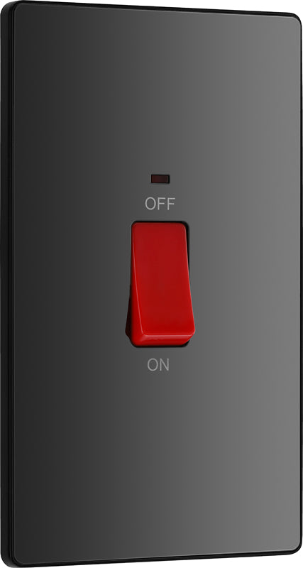 BG Evolve PCDBC72B 45A Double Pole Rectangular Switch with LED Power Indicator - Black Chrome (Black) - westbasedirect.com