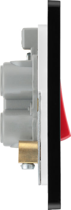 BG Evolve PCDBC74B 45A Double Pole Square Switch with LED Power Indicator - Black Chrome (Black) - westbasedirect.com