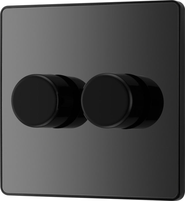 BG Evolve PCDBC82B 2-Way Trailing Edge LED 200W Double Dimmer Switch Push On/Off - Black Chrome (Black) - westbasedirect.com