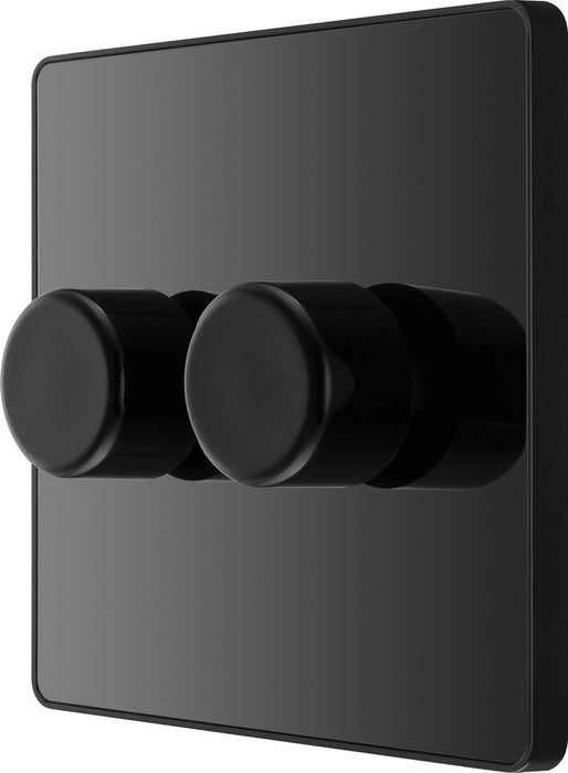 BG Evolve PCDBC82B 2-Way Trailing Edge LED 200W Double Dimmer Switch Push On/Off - Black Chrome (Black) - westbasedirect.com