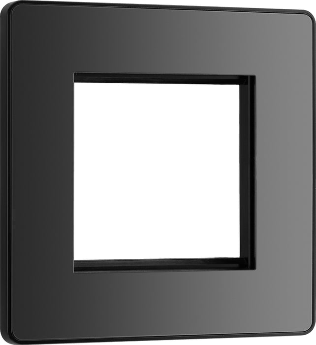 BG Evolve PCDBCEMS2B Twin Euro Module Aperture Single Front Plate (50 x 50) - Black Chrome (Black) - westbasedirect.com