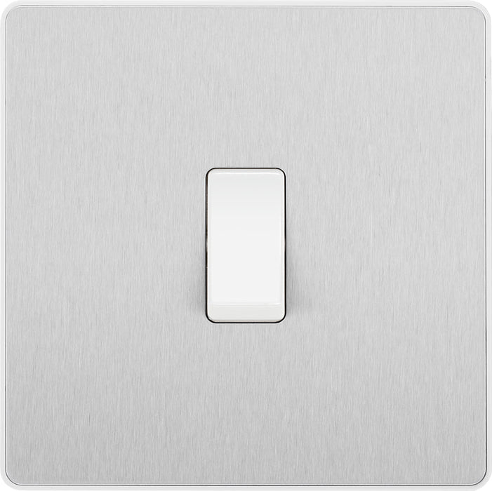 BG Evolve PCDBS12W 20A 16AX 2 Way Single Light Switch - Brushed Steel (White) (5 Pack) - westbasedirect.com