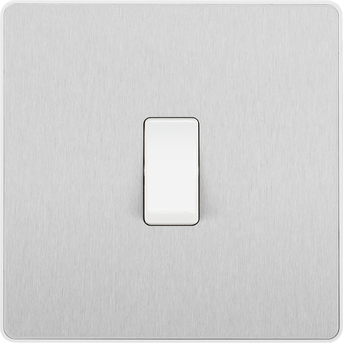 BG Evolve PCDBS12W 20A 16AX 2 Way Single Light Switch - Brushed Steel (White) - westbasedirect.com