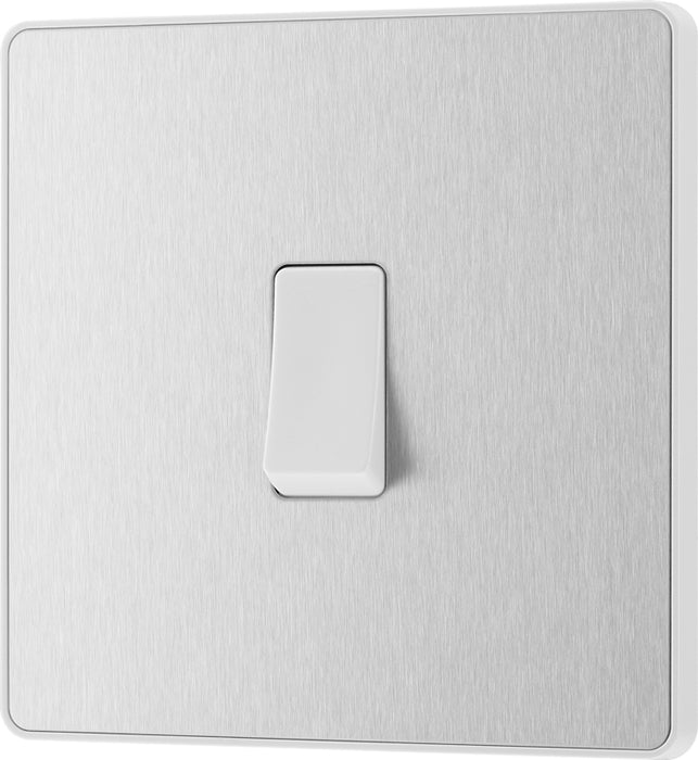 BG Evolve PCDBS12W 20A 16AX 2 Way Single Light Switch - Brushed Steel (White) - westbasedirect.com