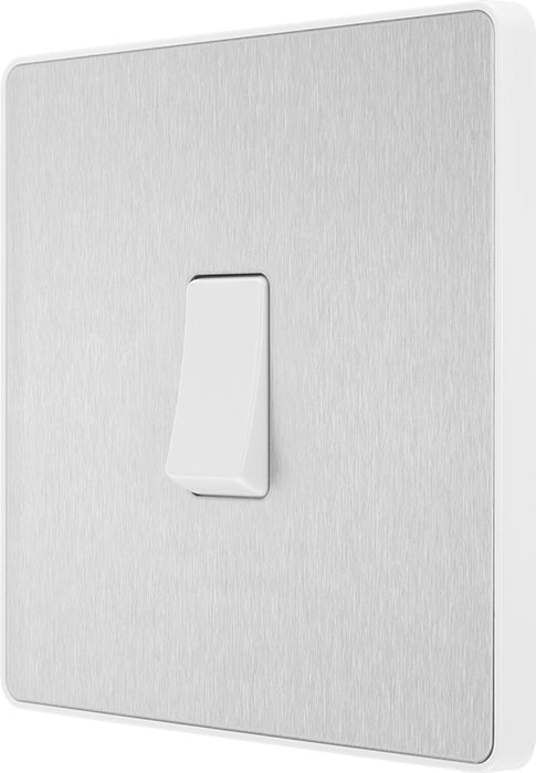 BG Evolve PCDBS12W 20A 16AX 2 Way Single Light Switch - Brushed Steel (White) - westbasedirect.com