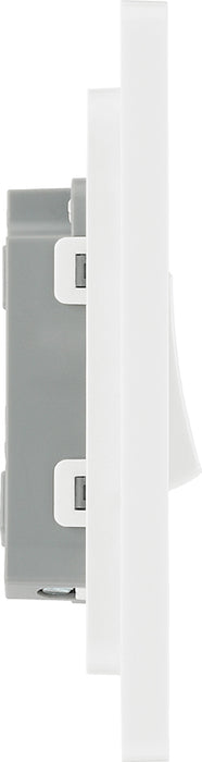 BG Evolve PCDBS12W 20A 16AX 2 Way Single Light Switch - Brushed Steel (White) - westbasedirect.com