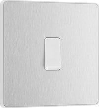 BG Evolve PCDBS13W 20A 16AX Single Intermediate Light Switch - Brushed Steel (White)