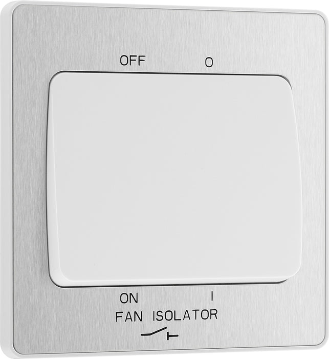 BG Evolve PCDBS15W 10A Triple Pole Fan Isolator Switch - Brushed Steel (White) - westbasedirect.com