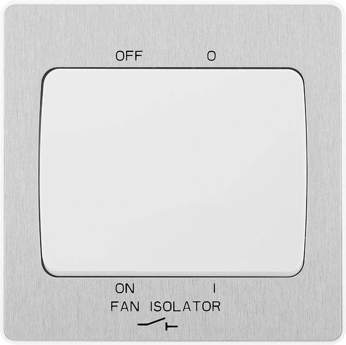 BG Evolve PCDBS15W 10A Triple Pole Fan Isolator Switch - Brushed Steel (White) - westbasedirect.com