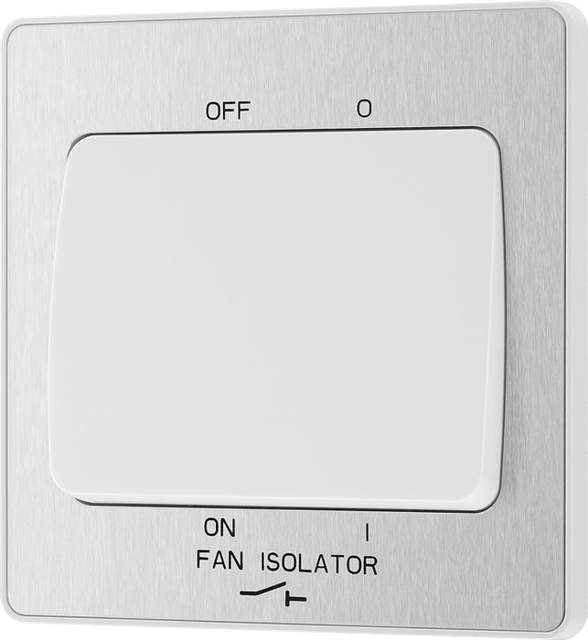 BG Evolve PCDBS15W 10A Triple Pole Fan Isolator Switch - Brushed Steel (White) - westbasedirect.com