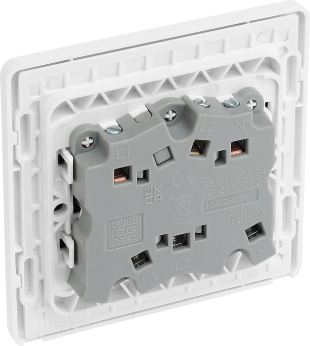 BG Evolve PCDBS15W 10A Triple Pole Fan Isolator Switch - Brushed Steel (White) - westbasedirect.com