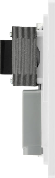 BG Evolve PCDBS20W 115/240V Dual Voltage Shaver Socket - Brushed Steel (White) - westbasedirect.com