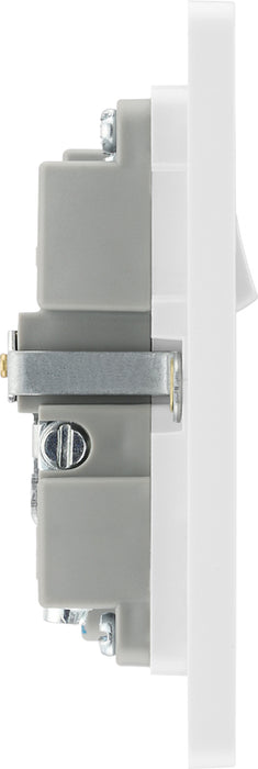 BG Evolve PCDBS21U2W 13A Single Switched Power Socket + 2xUSB(2.1A) - Brushed Steel (White) - westbasedirect.com