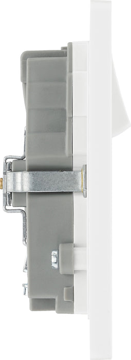 BG Evolve PCDBS22U3W 13A Double Switched Power Socket + 2xUSB(3.1A) - Brushed Steel (White) - westbasedirect.com
