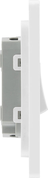 BG Evolve PCDBS42W 20A 16AX 2 Way Double Light Switch - Brushed Steel (White) (5 Pack) - westbasedirect.com