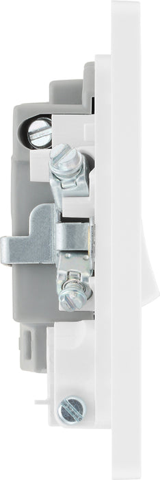 BG Evolve PCDBS52W 13A Switched Fused Connection Unit with Power LED Indicator & Flex Outlet - Brushed Steel (White) - westbasedirect.com