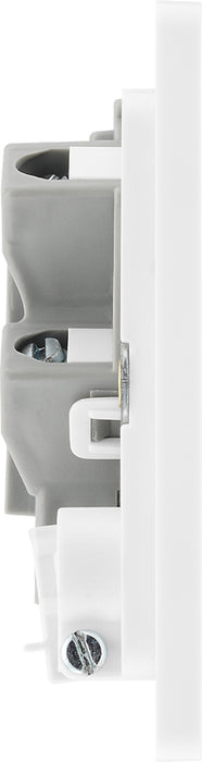 BG Evolve PCDBS54W 13A Unswitched Fused Connection Unit with Power LED Indicator & Flex Outlet - Brushed Steel (White) - westbasedirect.com