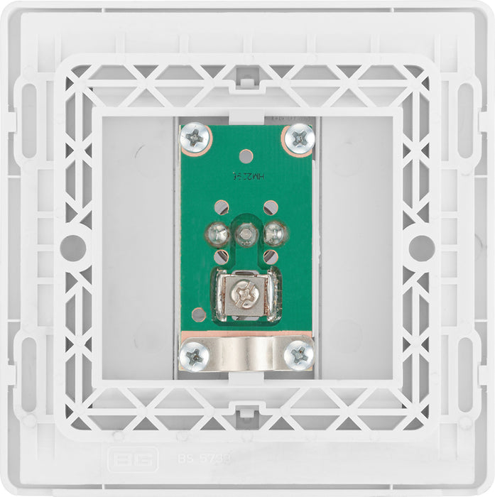 BG Evolve PCDBS60W Single Socket for TV or FM Co-Axial Aerial Connection - Brushed Steel (White) - westbasedirect.com