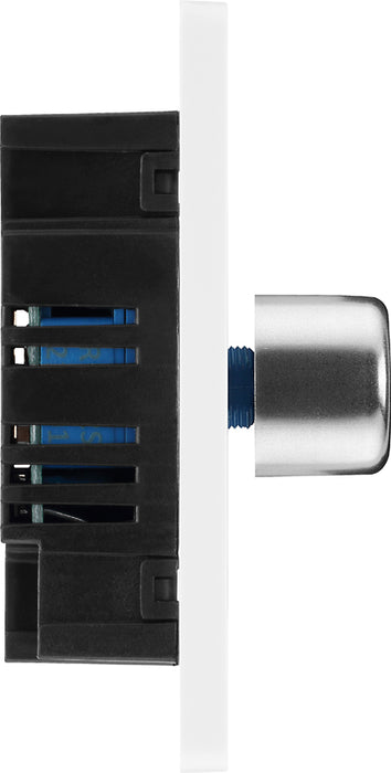 BG Evolve PCDBS82W 2-Way Trailing Edge LED 200W Double Dimmer Switch Push On/Off - Brushed Steel (White) - westbasedirect.com