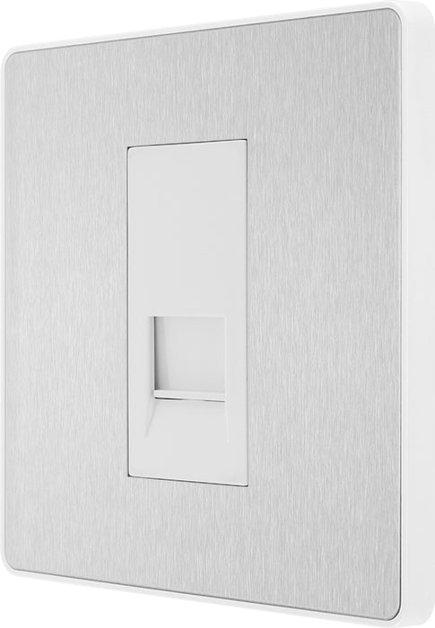 BG Evolve PCDBSBTM1W Single Master Telephone Socket - Brushed Steel (White) - westbasedirect.com