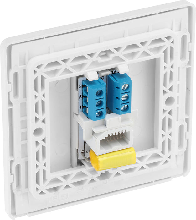 BG Evolve PCDBSBTM1W Single Master Telephone Socket - Brushed Steel (White) - westbasedirect.com