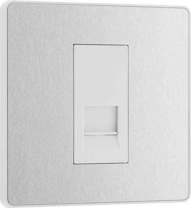 BG Evolve PCDBSBTS1W Single Secondary Telephone Socket - Brushed Steel (White) - westbasedirect.com