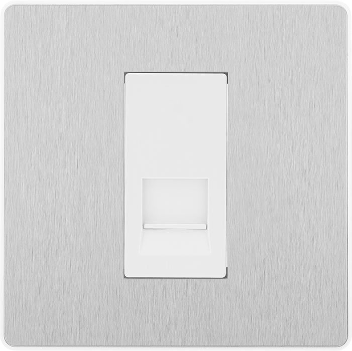 BG Evolve PCDBSBTS1W Single Secondary Telephone Socket - Brushed Steel (White) - westbasedirect.com
