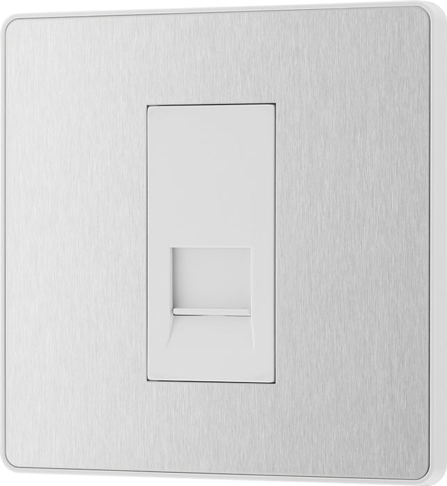 BG Evolve PCDBSBTS1W Single Secondary Telephone Socket - Brushed Steel (White) - westbasedirect.com