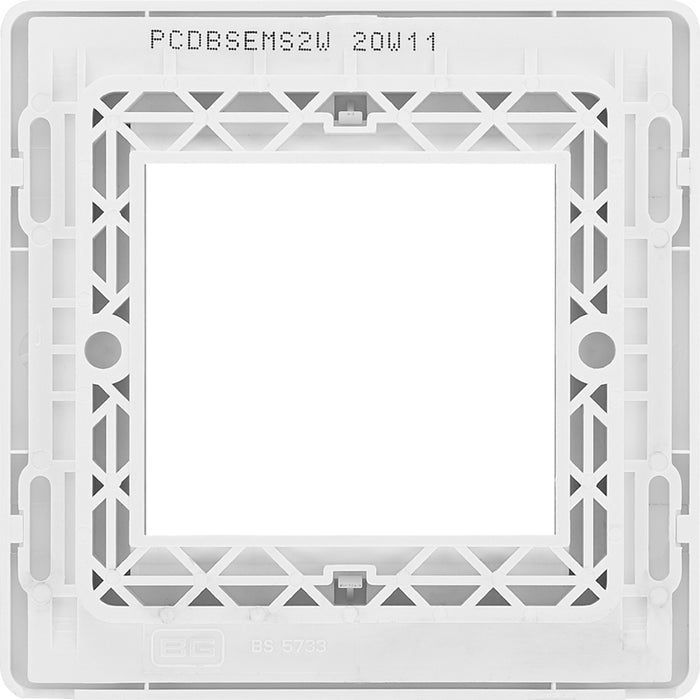 BG Evolve PCDBSEMS2W Twin Euro Module Aperture Single Front Plate (50 x 50) - Brushed Steel (White) - westbasedirect.com