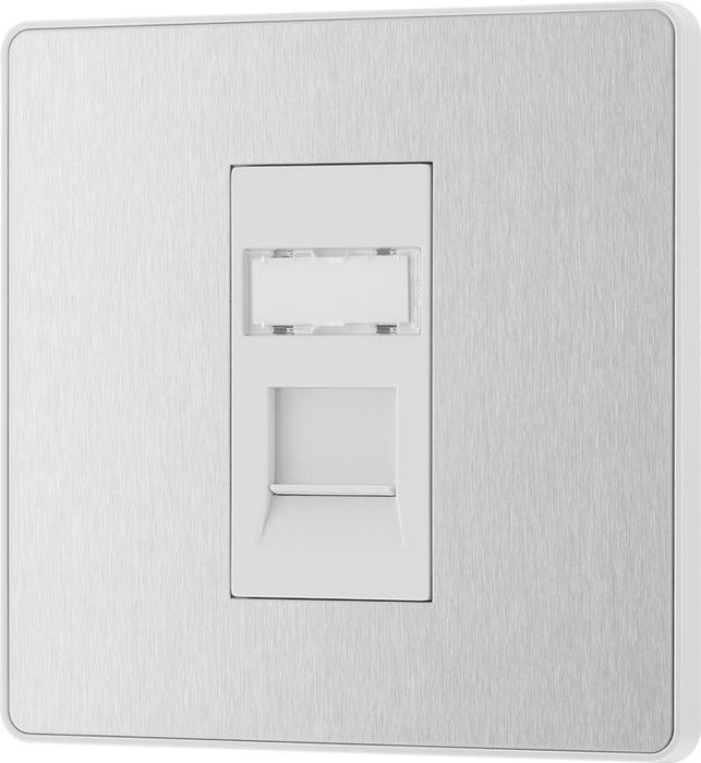 BG Evolve PCDBSRJ451W Single RJ45 Telephone Socket - Brushed Steel (White) - westbasedirect.com
