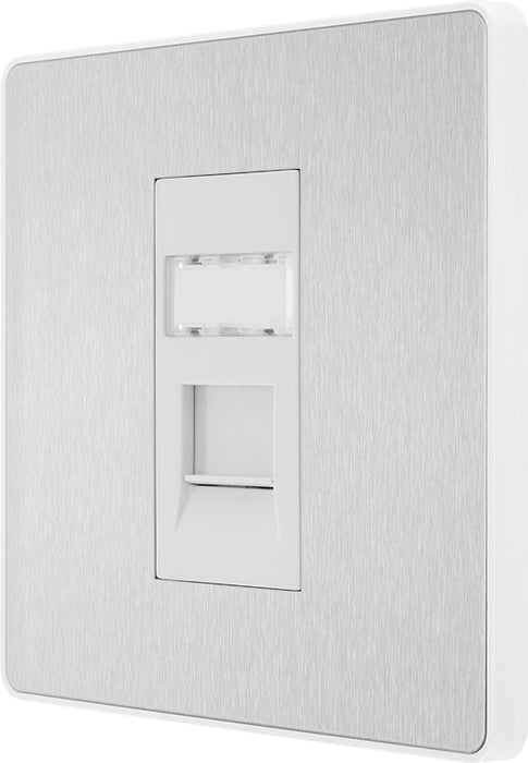 BG Evolve PCDBSRJ451W Single RJ45 Telephone Socket - Brushed Steel (White) - westbasedirect.com