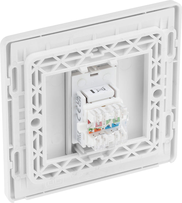 BG Evolve PCDBSRJ451W Single RJ45 Telephone Socket - Brushed Steel (White) - westbasedirect.com