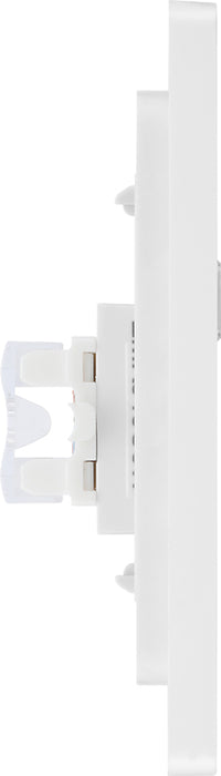 BG Evolve PCDBSRJ451W Single RJ45 Telephone Socket - Brushed Steel (White) - westbasedirect.com
