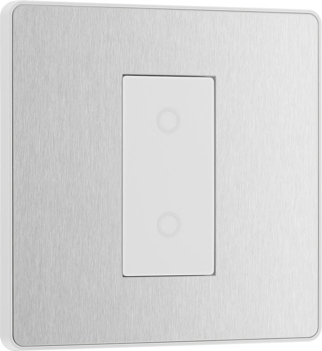 BG Evolve PCDBSTDM1W 2-Way Master 200W Single Touch Dimmer Switch - Brushed Steel (White) - westbasedirect.com