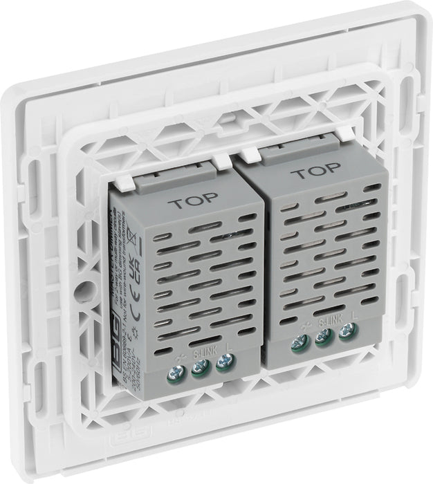 BG Evolve PCDBSTDM2W 2-Way Master 200W Double Touch Dimmer Switch - Brushed Steel (White) - westbasedirect.com