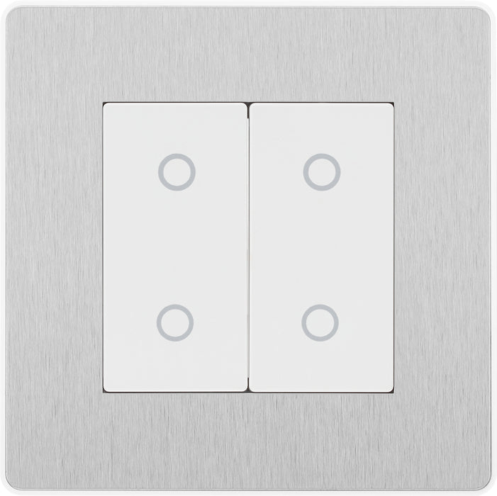 BG Evolve PCDBSTDS2W 2-Way Secondary 200W Double Touch Dimmer Switch - Brushed Steel (White) - westbasedirect.com
