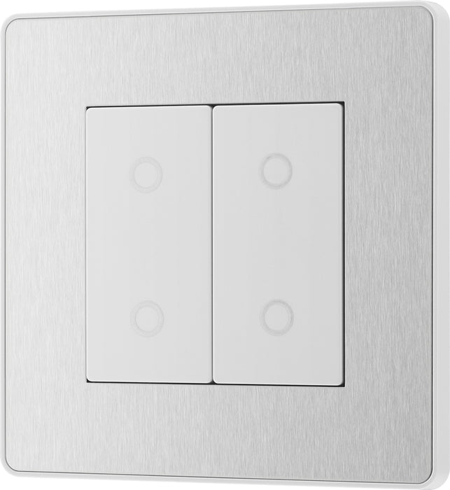 BG Evolve PCDBSTDS2W 2-Way Secondary 200W Double Touch Dimmer Switch - Brushed Steel (White) - westbasedirect.com