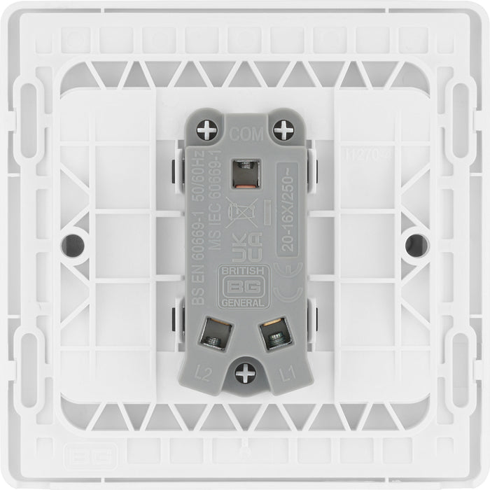 BG Evolve PCDCL12WW 20A 16AX 2 Way Single Light Switch, Wide Rocker - Pearlescent White (White) - westbasedirect.com