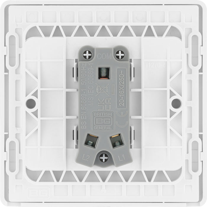 BG Evolve PCDCL12W 20A 16AX 2 Way Single Light Switch - Pearlescent White (White) - westbasedirect.com