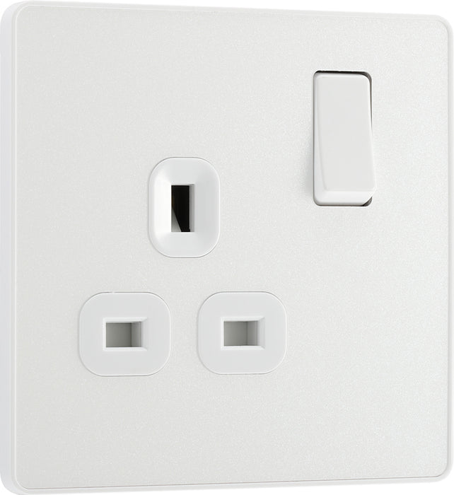 BG Evolve PCDCL21W 13A Single Switched Power Socket - Pearlescent White (White) - westbasedirect.com