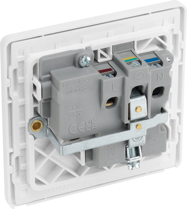BG Evolve PCDCL21W 13A Single Switched Power Socket - Pearlescent White (White) (5 Pack) - westbasedirect.com