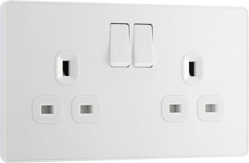 BG Evolve PCDCL22W 13A Double Switched Power Socket - Pearlescent White (White) - westbasedirect.com
