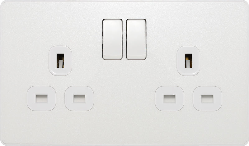 BG Evolve PCDCL22W 13A Double Switched Power Socket - Pearlescent White (White) (5 Pack) - westbasedirect.com