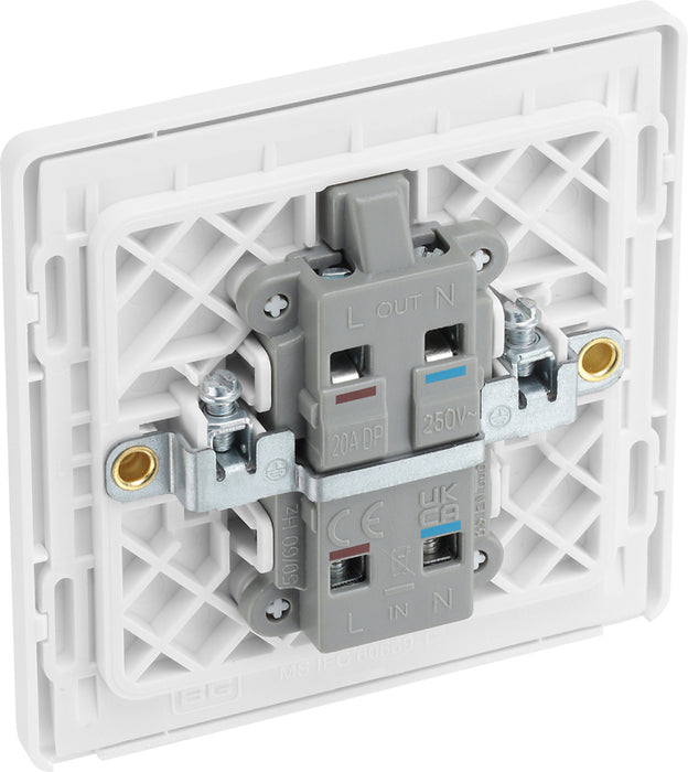 BG Evolve PCDCL31W 20A Double Pole Switch with Power LED Indicator - Pearlescent White (White) - westbasedirect.com