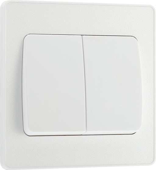 BG Evolve PCDCL42WW 20A 16AX 2 Way Double Light Switch, Wide Rocker - Pearlescent White (White) - westbasedirect.com